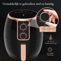 Luxe airfryer - Hetelucht friteuse - 3.7L - 1300-1500W - Thermostaat en timer - 6 automatische programma's - Zwart met goud — thumbnail 2