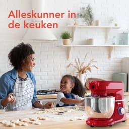 KitchenBrothers Keukenmachine - Keukenrobot - 6-in-1 Keukenmixer - Met Gehaktmolen, Blender en 15 Accessoires - 6,2L RVS Kom - Rood — thumbnail 4