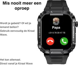 Kiraal Wave - Mannelijke Elegantie - Robuust Smartwatch Ontwerp - Android & iOS - Stijlvol Design - Zandkleurig — thumbnail 3
