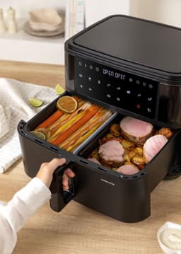 CREATE - Airfryer zonder olie 10 L met scheidingssysteem - 10 vooringestelde programma's - Zwart - AIR FRYER DUAL — thumbnail 6