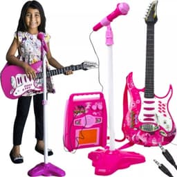 Kruzzel Roze Gitaar Set met Microfoon en Versterker - Muzikaal Plezier voor Kinderen — thumbnail 1