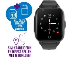 Wiesba WB36 - smartwatch kinderen - gps horloge kind - kinderhorloge bellen - gps tracker kinderhorloge - kinderhorloge met gps - kinderhorloge - Zwart