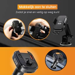 R2B Telefoonhouders Auto Zuignap met Draadloze Oplader + Bluetooth Transmitter Auto - Raam/Dashboard/Ventilatie - Gsm Houder Auto - FM Transmitter - Autolader - Auto Accessoires — thumbnail 4