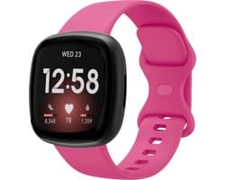 Strap-it Smartwatch bandje - siliconen horlogebandje geschikt voor Fitbit Versa 3 / Fitbit Versa 4 / Fitbit Sense / Fitbit Sense 2 - knalroze - Maat: Maat L