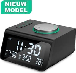 Digitale Wekkerradio - Wekkers digitaal - Klokradio - Voor kinderen & Volwassenen - Dimbaar - Dubbel alarm — thumbnail 3