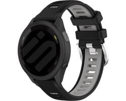 Strap-it Smartwatch siliconen sport bandje - geschikt voor Garmin Vivoactive 4 (45mm) / Venu 2 / Venu 3 / Forerunner 255 / Forerunner 265 - zwart/grijs