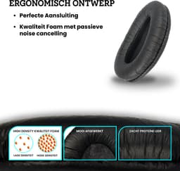 Somstyle Oorkussens Met Hoofdband Set Geschikt Voor Sennheiser HD202, HD202S, HD212, HD437, HD447, HD457, HD497 - Zacht Schuim - Kunstleer - Zwart — thumbnail 4