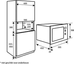 Inventum IMC6032F - Inbouw combi-oven - Hetelucht - Magnetron - Grill - 32 liter - 38 cm hoog - Tot 220 graden - RVS/Zwart — thumbnail 3