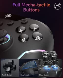 EasySMX X20 Draadloze Controller voor Nintendo Switch, & PC - Hall Effect Joysticks - Programmeerbare Rugknoppen - Zwart — thumbnail 4