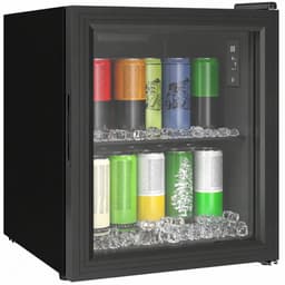 TEKROA® Drankenkoelkast Mini Koelkast - Vrijstaand Stil (39dB) & Glazen Deur - Voor 59 Blikjes - 46L - Zwart — thumbnail 1