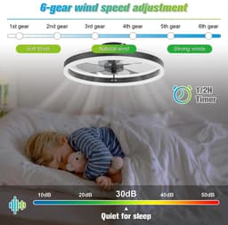 IRALAN Plafondkroonluchter - Smart App + afstandsbediening - Dimbaar - Airco - Ventilator - Stil - Lamp - Plafondlamp — thumbnail 2