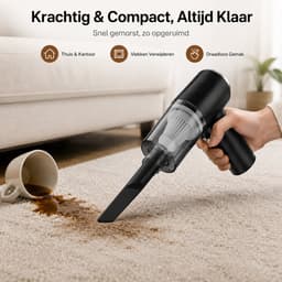 Autostofzuiger Draadloos Nat & Droog - Mini Handstofzuiger en Kruimeldief - Compacte Kruimelzuiger met Opzetstukken - Voor Auto-interieur, Stoelen, Vloermatten en Kieren - Zwart — thumbnail 5