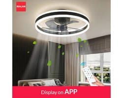 IRALAN Plafondkroonluchter - Smart App + afstandsbediening - Dimbaar - Airco - Ventilator - Stil - Lamp - Plafondlamp