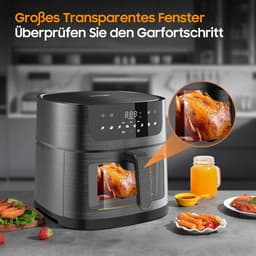 Heteluchtfriteuse XXL - Airfryer zonder olie - Gezond Koken - Groot kijkvenster - 9 Liter capaciteit - Zwart — thumbnail 2