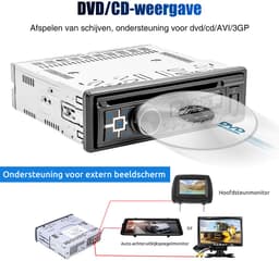 ESSGOO 1 DIN Autoradio met CD speler - Bluetooth - MP3-speler - USB AUX Bluetooth - Handsfree bellen - FM Radio — thumbnail 5