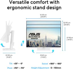 ASUS VA279QGS-W - FHD Business Monitor - Frameless - USB Hub - Hoogte verstelbaar - Speakers - 120Hz - 1ms - 27 Inch — thumbnail 4