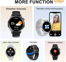 WizBay Premium Select® Smartwatch 1.52 Inch – Business Black – HD IPS Display – Bluetooth Bellen – FitCloud Pro – Sport & Gezondheid — thumbnail 3