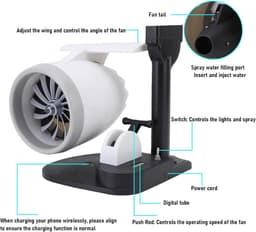 Turbine Bureauventilator - Jet Fan - Frisse Lucht Creëren - Met Spray Functie - 4000 RPM - Rood — thumbnail 5