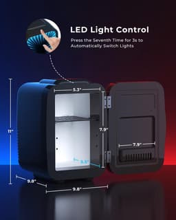 Mini Koelkast 4L RGB – 7 Lichtmodi – Koelen & Verwarmen – 25dB Fluisterstil – AC 220V & DC 12V – Gaming & Kantoor – Zwart — thumbnail 2