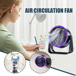 Kleine USB Ventilator - Draagbare Fan - Persoonlijke Koeling - 360 Graden Verstelbaar - 16.9x18.9x9.3cm - Paars Zwart — thumbnail 4