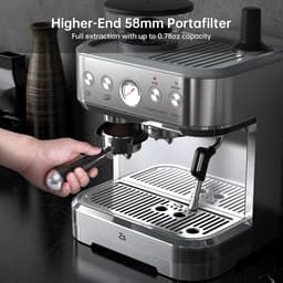 Novendo Goods - Espressomachine 15 bar met bonenmaler en melkopschuimer - Barista koffiemachine met 2,5L watertank en RVS behuizing — thumbnail 4