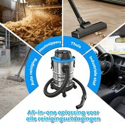 20L nat-/droogzuiger – roestvrijstalen bak, HEPA-filter, 5 meter snoer, stil ≤80dB – voor huis, auto, garage en werkplaats — thumbnail 5
