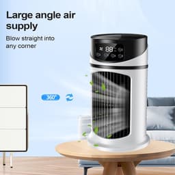 Draagbare Air Cooler - Kleine Ventilator - Persoonlijke Verkoeling - Met Sfeerverlichting - 16.5 cm - Wit — thumbnail 4
