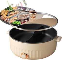 Elektrische multicooker - Kookpan - Gezellig koken - Twee smaken tegelijk - 6 liter - Wit — thumbnail 1