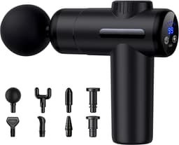 Mini-massagepistool - Zwart - Draagbaar - Met LCD-touchscreen en 8 massagekoppen - Voor Spieren en Ontspanning — thumbnail 1