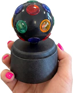 Disco bol - zwart - roterend - D7xH12 cm - mini - multi kleurige - LED verlichting - party licht bal - discobal — thumbnail 1