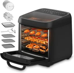 Thuys - Airfryer XXL 12 Liter – Heteluchtfriteuse Oven – 12 Programma’s – 3 Niveaus – 1800W – Kijkvenster & Binnenverlichting – Zwart — thumbnail 1