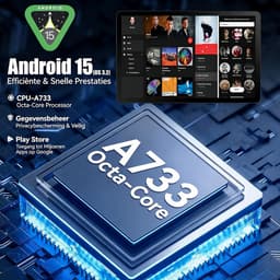 11.5 inch Tablet - 2K Schermo Ultra - Android 15 Tablets - 30GB RAM - 128GB ROM - 8400mAh - WiFi 6 - Zwart — thumbnail 5
