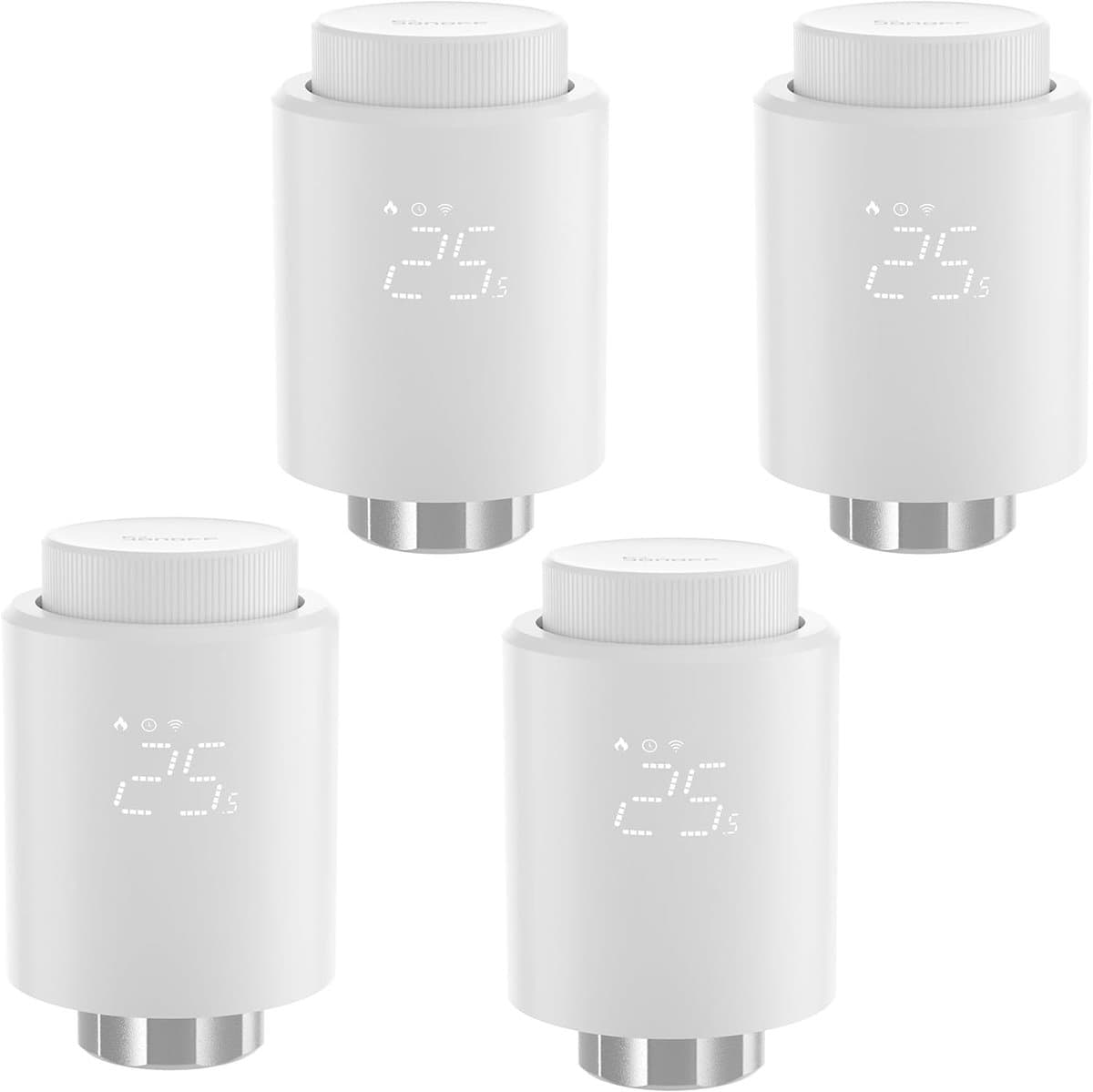 Slimme Radiatorthermostaat – ZigBee 3.0 – App & Spraakbediening – 4 Stuks – Inclusief 6 Adapters — afbeelding 1