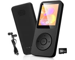 MP3 Speler 32GB - Bluetooth 5.3 - HiFi Muziekspeler - 1,8 Inch TFT Kleurenscherm - Ingebouwde Luidspreker - FM Radio - Spraakrecorder - E-Book - Inclusief Hoofdtelefoon -Uitbreidbaar tot 128GB