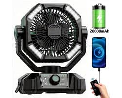 uJOY Ventilator - 8 instelbare ventilatorsnelheden - Automatische oscillatie - Powerbankfunctie - 4 LED-lampen - Kleur groen — afbeelding 1