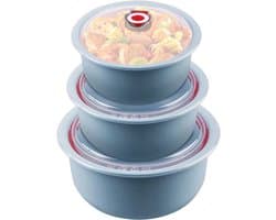 SnelShoppen - 3-delige Magnetron Tafelware Set met Deksel: Magnetron Opbergdozen 260/480/900 ml, Magnetron Multikom Brooddoos voor Vaatwasser, Magnetr