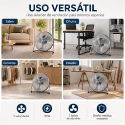 Tafelventilator krachtig en draagbaar - metalen ventilator - verstelbare hoek - stil - 2 snelheden - 90W — thumbnail 3