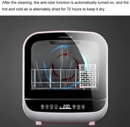 Compacte Vaatwasser - Mini Afwasmachine - Snel Afwassen - 3D Spray Technologie - 42.2 cm Hoog - Roze — thumbnail 4