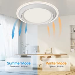 CreateEcom plafondventilator - plafondlamp - stille ventilator - dim mogelijkheid - 3 kleuren licht - app control - met afstandsbediening - 50 x 50 x 11 cm - wit — thumbnail 3