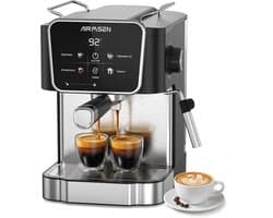 AIRMSEN Espressomachine - 20 Bar - Met Stoompijpje - Touchscreen - Pistonmachine - Zwart