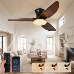 MUPOO Plafondventilator met Verlichting Ø100 cm-3 Houtlook Bladen met Kristallen Lampenkap-Stil & Dimbaar-Zomer en Winterstand-Smart App&Afstandsbediening-6 Snelheden & Geheugen- Timer- plafonniere met ventilator Voor Slaapkamer Woonkamer Eetkamer — thumbnail 1
