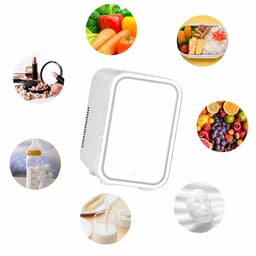Sello! mini koelkast – frigo – drankjes – snacks – cosmetica – 12v voor auto – 220v – licht – make up spiegel – wit – 4 liter — thumbnail 1