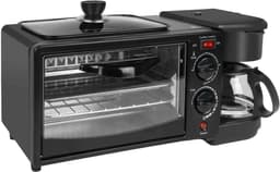 Casa Living Ontbijtstation - 3-in-1 Ontbijtmaker - Koffiezetapparaat, 9L Oven & Koekenpan - Compact Design - 1050W - Zwart — thumbnail 1