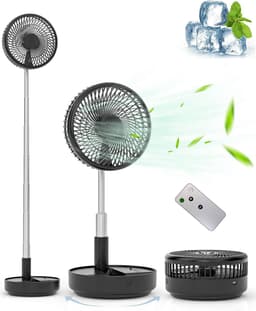Staande ventilator oplaadbaar – Inklapbare tafelventilator – 4 snelheden – Afstandsbediening – USB-C — thumbnail 1