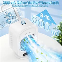Mobiele Airco - Aircooler - Mobiele Airco Zonder Afvoer - Mini Ventilator - Energiezuinige Koeler met Drie Snelheden - 2 luchtbevochtingsstanden - Ventilator Oplaadbaar USB - Draagbare Mobiele Airco Cooler voor Slaapkamer, Keuken en Badkamer — thumbnail 4