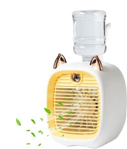 Compacte verdampingsluchtkoeler met 50 ml watertank, USB-gevoed persoonlijk bureaukoelapparaat, 3 windsnelheden en stille werking, geschikt voor thuis en kantoor（Geel） — thumbnail 1