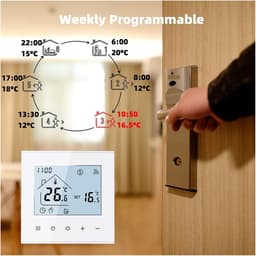 Slimme Thermostaat Wifi - Programmeerbare Thermostaat - Energie Besparen - App Afstandsbediening - 16A/3A - Wit/Zwart — thumbnail 3