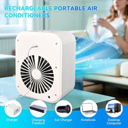 Sander Shop Draagbare airconditioning, persoonlijke verdampingsluchtkoeler, 2 snelheden, 2 koele nevels, kleine airconditioningsventilator, desktopkoelventilator, draagbare AC voor kamer, kantoor, bureau — thumbnail 3
