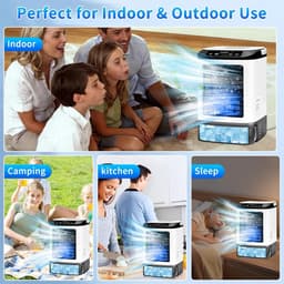 Draagbare verdampingsluchtkoeler / mini airco zonder afvoerslang / 900ml watertank / 4 ventilatorsnelheden / vernevelingsfunctie / 7 kleuren LED verlichting / stille USB luchtkoeler voor thuis / kantoor / reis / persoonlijke aircooler — thumbnail 4