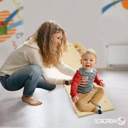 509 Crew Zoo 2-in-1 klimboog met glijbaan/klimplankset, indoor en outdoor speelhal, Montessori-klimrek, kleur: natuur — thumbnail 5